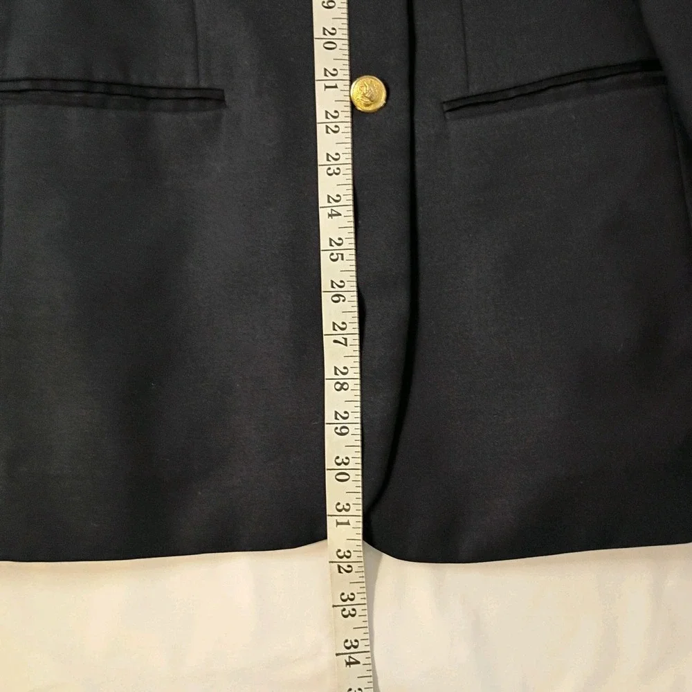 Dark Blue‎ Blazer Mens Size 40 Gold Crested Buttons Sport Coat Jacket Dual Vent